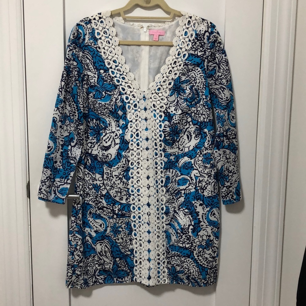 Lilly Pulitzer Long Slv Embroidered Shift Dress. M